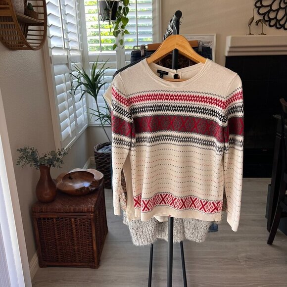 Talbots Sweater Womens Size MP Criss Cross Fair Isle Long Sleeve Cashmere Blend - Picture 15 of 15